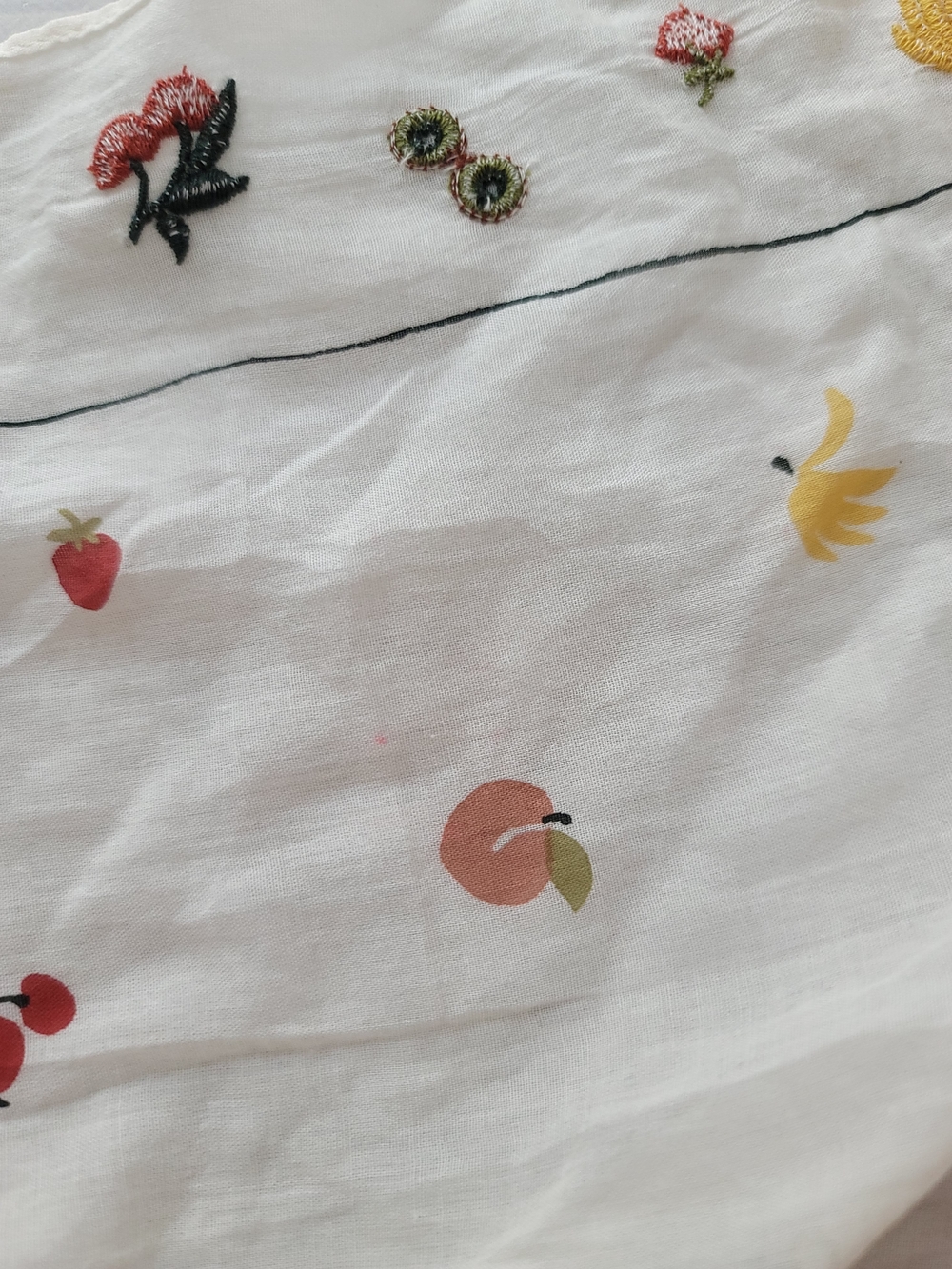 Madewell Embroidered Fresca Fruit Print 100% Cotton Scarf NE407 - Picture 7 of 7